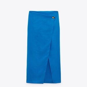 Zara 💙 beautiful Satin Effect Midi Chic Skirt. Size Small.